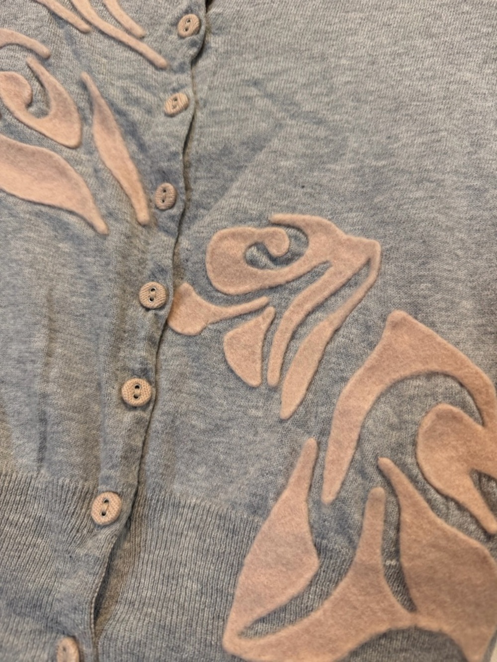 sparrow Light Gray Knit Cardigan with Subtle Pink Trim Anthropologie - Picture 2 of 4
